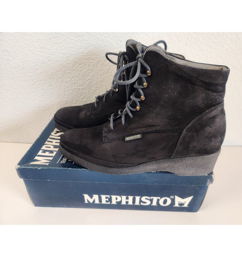 Mephisto Petula Black Suede Lace Up Boots Women Size 9 NIB